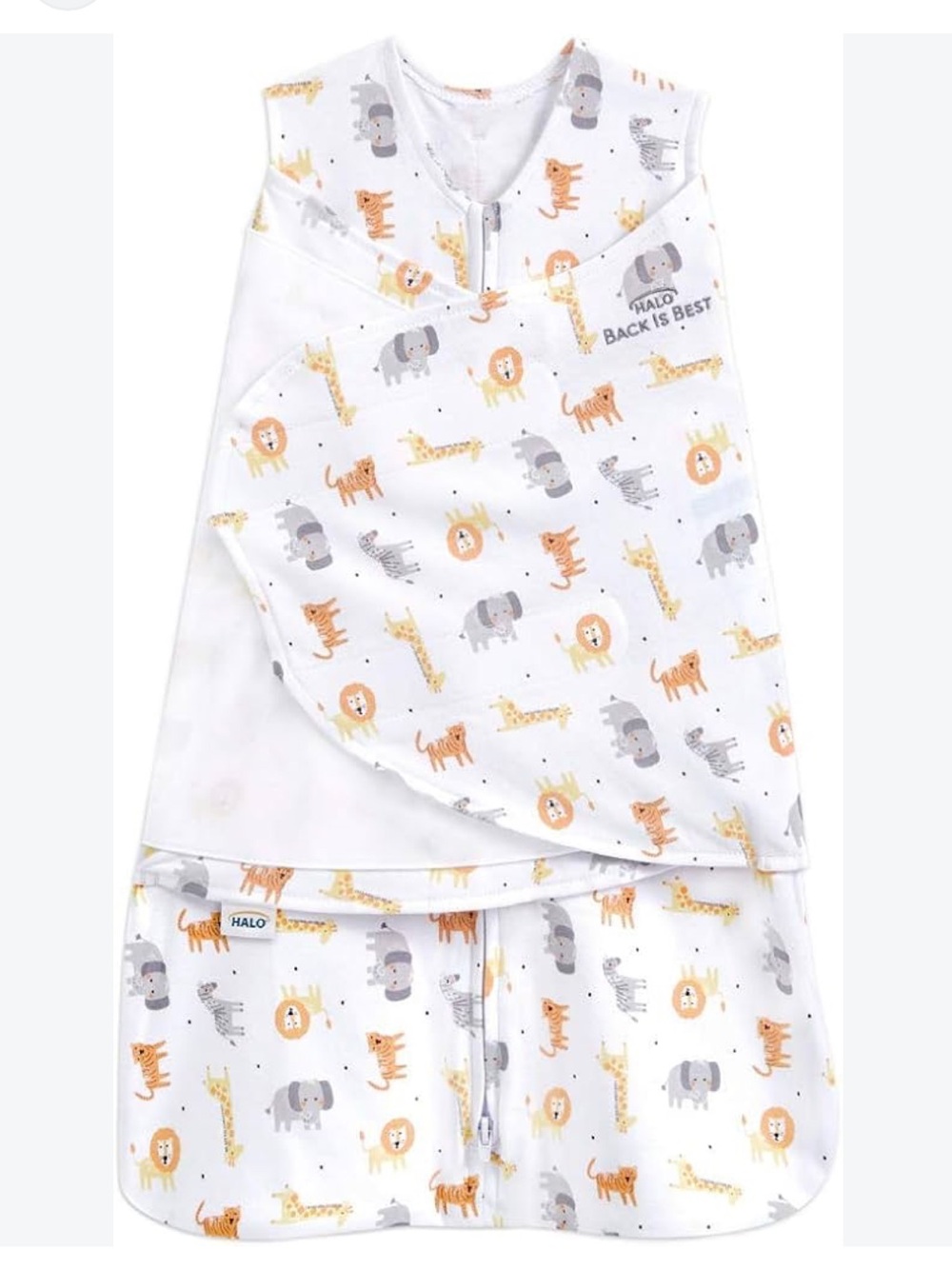 HALO Safari Jungle Animal Print Cotton Swaddle Sleep Sack 1.5 TOG Size Newborn